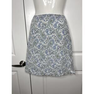 Vtg Y2K Merona Silk Skirt A Line Blue Floral Paisley Print Knee Length Size 10